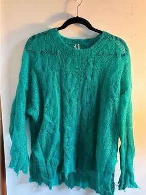 Anthropologie Teal Cable Knit Women’s Sweater - Soft Lightweight Pullover